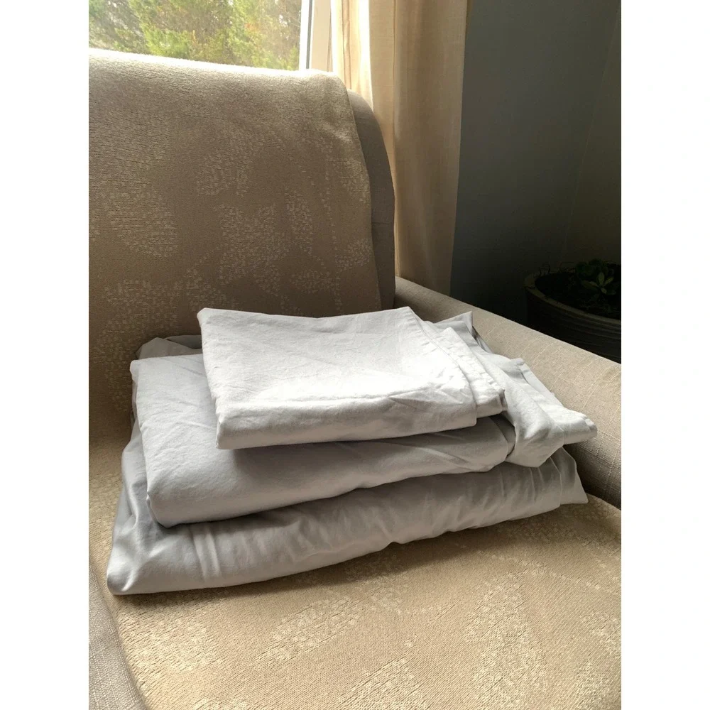 Threadmill home linen  cotton solid light gray sheet set size twin X-LARGE‎
